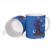 African Women Ceramic Mug Black Beautiful Brave and Bressed - Blue Color - Wonder Print Shop