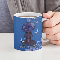 African Women Ceramic Mug Black Beautiful Brave and Bressed - Blue Color - Wonder Print Shop