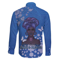 African Women Family Matching Tank Maxi Dress and Hawaiian Shirt Black Beautiful Brave and Bressed - Blue Color - Wonder Print Shop
