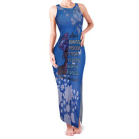 African Women Family Matching Tank Maxi Dress and Hawaiian Shirt Black Beautiful Brave and Bressed - Blue Color - Wonder Print Shop