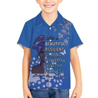 African Women Family Matching Tank Maxi Dress and Hawaiian Shirt Black Beautiful Brave and Bressed - Blue Color - Wonder Print Shop