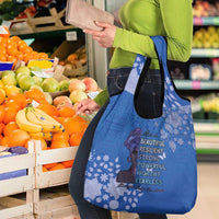 African Women Grocery Bag Black Beautiful Brave and Bressed - Blue Color - Wonder Print Shop