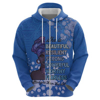 African Women Hoodie Black Beautiful Brave and Bressed - Blue Color - Wonder Print Shop