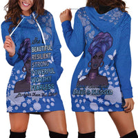 African Women Hoodie Dress Black Beautiful Brave and Bressed - Blue Color - Wonder Print Shop