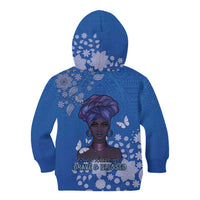 African Women Kid Hoodie Black Beautiful Brave and Bressed - Blue Color - Wonder Print Shop