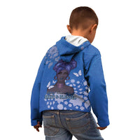 African Women Kid Hoodie Black Beautiful Brave and Bressed - Blue Color - Wonder Print Shop