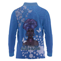 African Women Long Sleeve Polo Shirt Black Beautiful Brave and Bressed - Blue Color - Wonder Print Shop