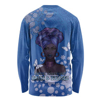 African Women Long Sleeve Shirt Black Beautiful Brave and Bressed - Blue Color - Wonder Print Shop