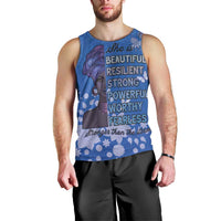 African Women Men Tank Top Black Beautiful Brave and Bressed - Blue Color - Wonder Print Shop