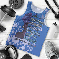African Women Men Tank Top Black Beautiful Brave and Bressed - Blue Color - Wonder Print Shop