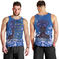 African Women Men Tank Top Black Beautiful Brave and Bressed - Blue Color - Wonder Print Shop