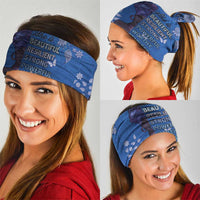 African Women Neck Gaiter Black Beautiful Brave and Bressed - Blue Color - Wonder Print Shop