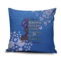 African Women Pillow Cover Black Beautiful Brave and Bressed - Blue Color - Wonder Print Shop