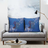 African Women Pillow Cover Black Beautiful Brave and Bressed - Blue Color - Wonder Print Shop