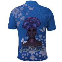 African Women Polo Shirt Black Beautiful Brave and Bressed - Blue Color - Wonder Print Shop