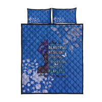 African Women Quilt Bed Set Black Beautiful Brave and Bressed - Blue Color - Wonder Print Shop