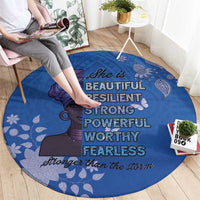 African Women Round Carpet Black Beautiful Brave and Bressed - Blue Color - Wonder Print Shop