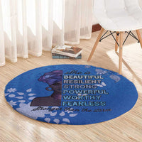 African Women Round Carpet Black Beautiful Brave and Bressed - Blue Color - Wonder Print Shop