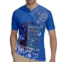 African Women Rugby Jersey Black Beautiful Brave and Bressed - Blue Color - Wonder Print Shop