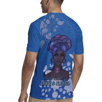 African Women Rugby Jersey Black Beautiful Brave and Bressed - Blue Color - Wonder Print Shop