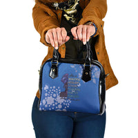 African Women Shoulder Handbag Black Beautiful Brave and Bressed - Blue Color - Wonder Print Shop