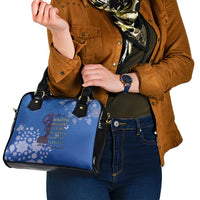 African Women Shoulder Handbag Black Beautiful Brave and Bressed - Blue Color - Wonder Print Shop