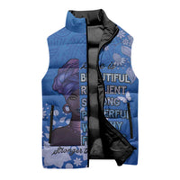 African Women Sleeveless Puffer Jacket Black Beautiful Brave and Bressed - Blue Color - Wonder Print Shop