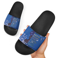 African Women Slide Sandals Black Beautiful Brave and Bressed - Blue Color - Wonder Print Shop