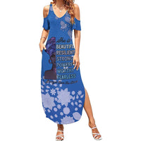 African Women Summer Maxi Dress Black Beautiful Brave and Bressed - Blue Color - Wonder Print Shop