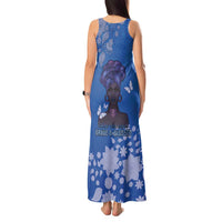 African Women Tank Maxi Dress Black Beautiful Brave and Bressed - Blue Color - Wonder Print Shop