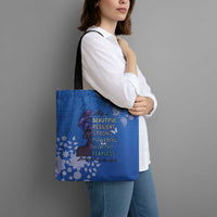 African Women Tote Bag Black Beautiful Brave and Bressed - Blue Color - Wonder Print Shop