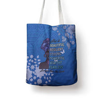 African Women Tote Bag Black Beautiful Brave and Bressed - Blue Color - Wonder Print Shop