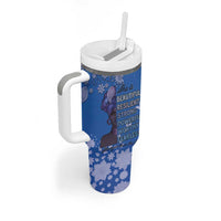 African Women Tumbler With Handle Black Beautiful Brave and Bressed - Blue Color - Wonder Print Shop