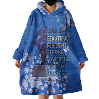 African Women Wearable Blanket Hoodie Black Beautiful Brave and Bressed - Blue Color - Wonder Print Shop