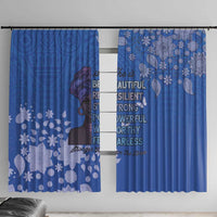 African Women Window Curtain Black Beautiful Brave and Bressed - Blue Color - Wonder Print Shop