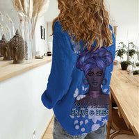 African Women Women Casual Shirt Black Beautiful Brave and Bressed - Blue Color - Wonder Print Shop