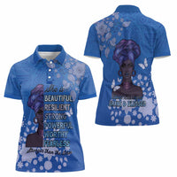African Women Women Polo Shirt Black Beautiful Brave and Bressed - Blue Color - Wonder Print Shop
