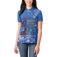 African Women Women Polo Shirt Black Beautiful Brave and Bressed - Blue Color - Wonder Print Shop