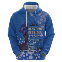 African Women Zip Hoodie Black Beautiful Brave and Bressed - Blue Color - Wonder Print Shop