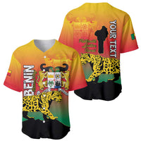 Personalized Benin National Day Baseball Jersey Leopard With Coat Of Arms - Wonder Print Shop