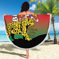 Benin National Day Beach Blanket Leopard With Coat Of Arms - Wonder Print Shop