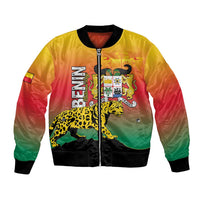 Personalized Benin National Day Bomber Jacket Leopard With Coat Of Arms - Wonder Print Shop