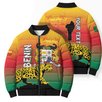 Personalized Benin National Day Bomber Puffer Jacket Leopard With Coat Of Arms - Wonder Print Shop