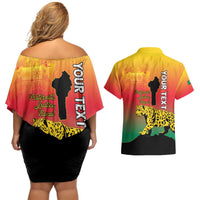 Personalized Benin National Day Couples Matching Off Shoulder Short Dress and Hawaiian Shirt Leopard With Coat Of Arms - Wonder Print Shop