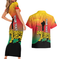 Personalized Benin National Day Couples Matching Short Sleeve Bodycon Dress and Hawaiian Shirt Leopard With Coat Of Arms - Wonder Print Shop