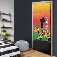 Personalized Benin National Day Door Cover Leopard With Coat Of Arms - Wonder Print Shop
