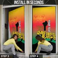 Personalized Benin National Day Door Cover Leopard With Coat Of Arms - Wonder Print Shop