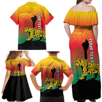 Personalized Benin National Day Family Matching Off Shoulder Maxi Dress and Hawaiian Shirt Leopard With Coat Of Arms - Wonder Print Shop