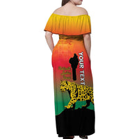 Personalized Benin National Day Family Matching Off Shoulder Maxi Dress and Hawaiian Shirt Leopard With Coat Of Arms - Wonder Print Shop
