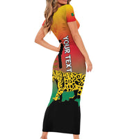 Personalized Benin National Day Family Matching Short Sleeve Bodycon Dress and Hawaiian Shirt Leopard With Coat Of Arms - Wonder Print Shop
